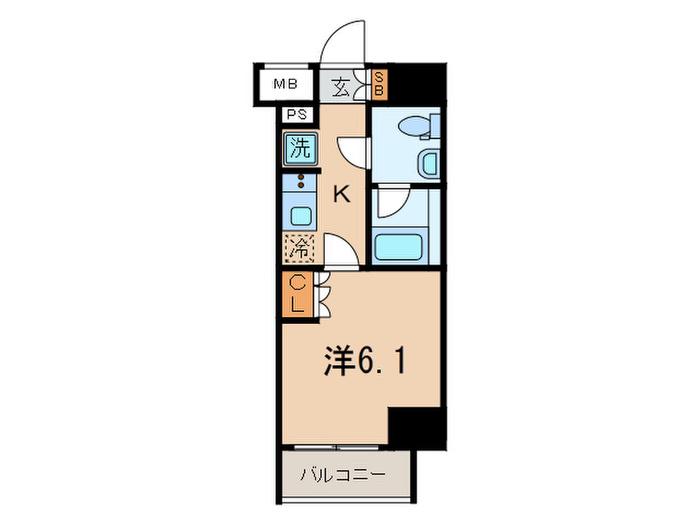 KDA GOTENYAMA(1K/8階)の間取り写真