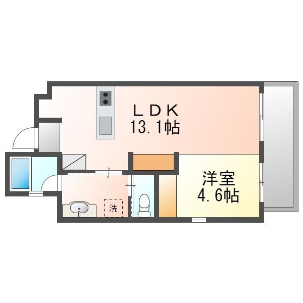 N S銘苅(1LDK/4階)の間取り写真
