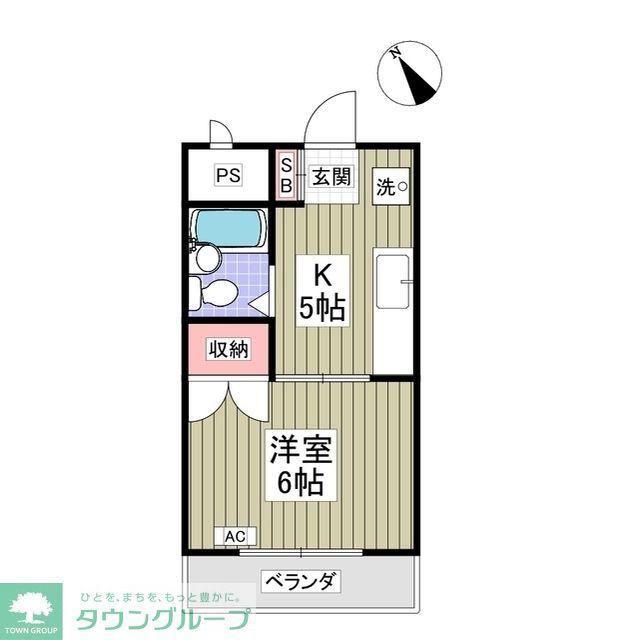 クーノス北坂戸(1K/1階)の間取り写真