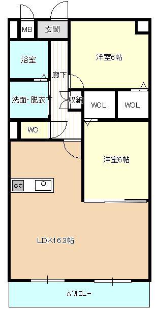 SOLANA(2LDK/4階)の間取り写真
