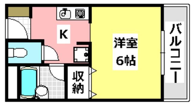 パインハウス(1K/4階)の間取り写真