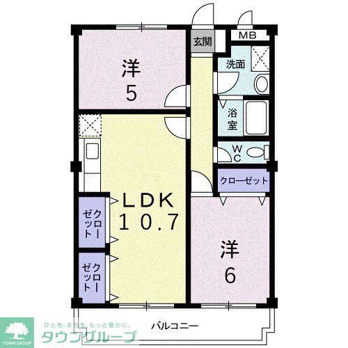 第2シャトーふじ(2LDK/2階)の間取り写真