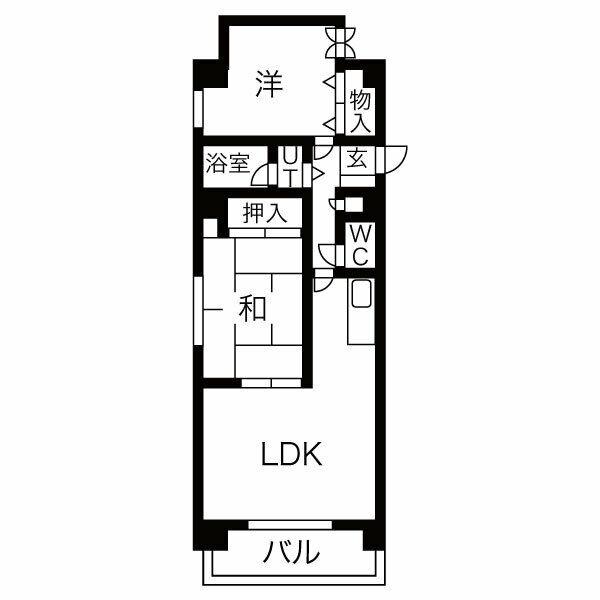 ドミローレル第11(2LDK/2階)の間取り写真