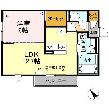 レセンテ上野 A(1LDK/3階)の間取り写真