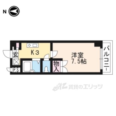カーサソラッツオ2番館(1K/2階)の間取り写真
