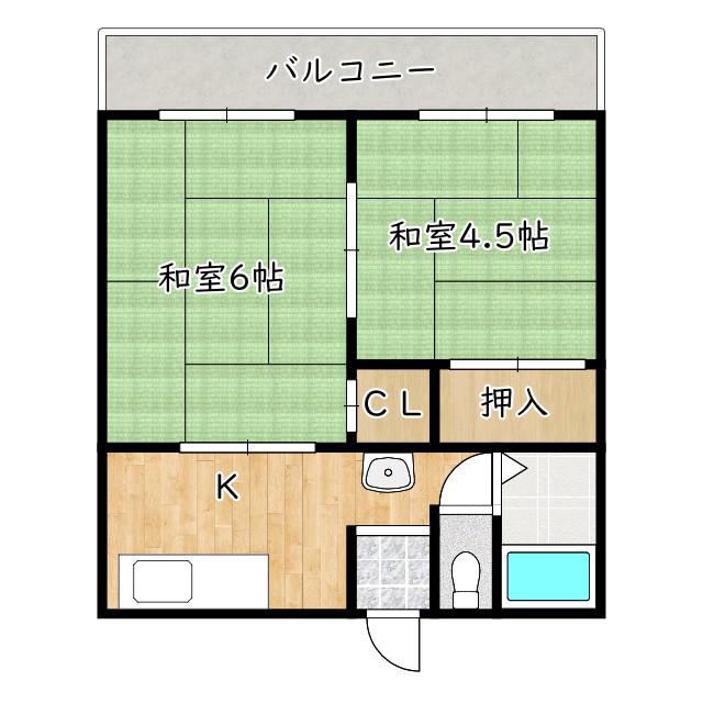 野口ハイツ(2K/1階)の間取り写真