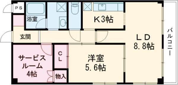 ピュアときめき1番館(2LDK/1階)の間取り写真
