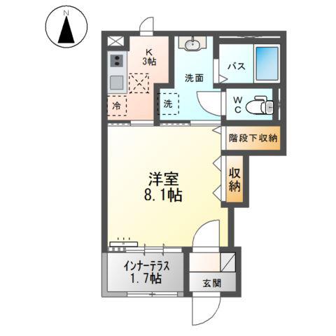 仲間町アパートA棟(1K/1階)の間取り写真