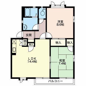 ラプラス稲田S棟(2LDK/1階)の間取り写真