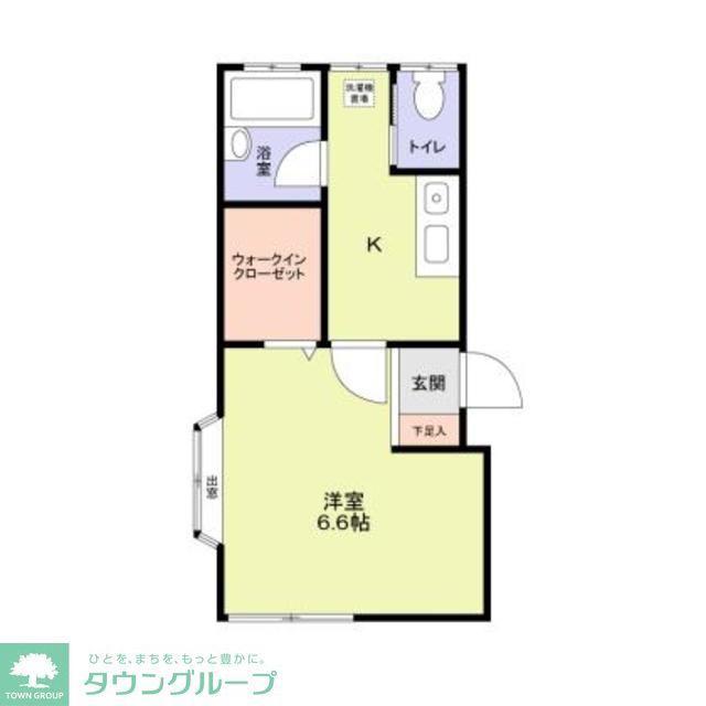 ベルビュー千間台(1K/2階)の間取り写真
