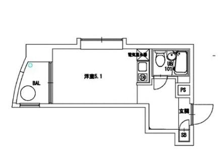 ウエルス東駒形(ワンルーム/9階)の間取り写真