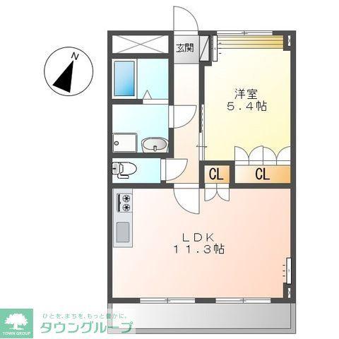グランディール(1LDK/2階)の間取り写真