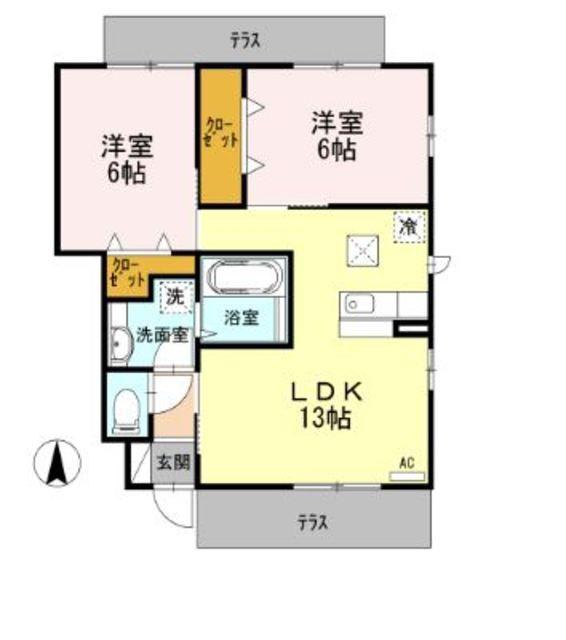 エーデルハイム(2LDK/1階)の間取り写真