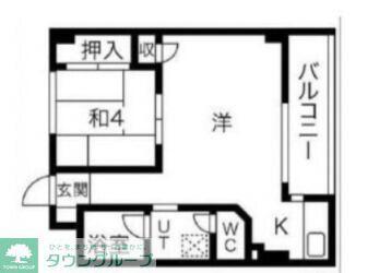 シャロン本厚木(1LDK/4階)の間取り写真