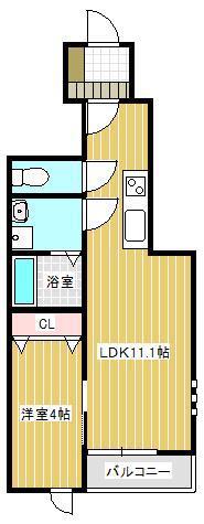 ILIMA明石南(1LDK/1階)の間取り写真