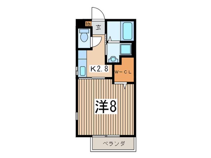 A.ROSE(1K/2階)の間取り写真