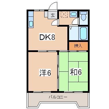 エムズマンション(2DK/2階)の間取り写真