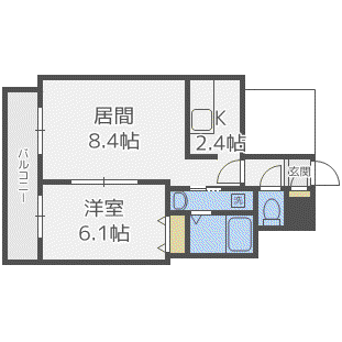 BLANC ET NOIR(1LDK/1階)の間取り写真