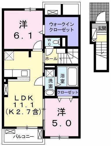 ドゥージャルダン(2LDK/2階)の間取り写真