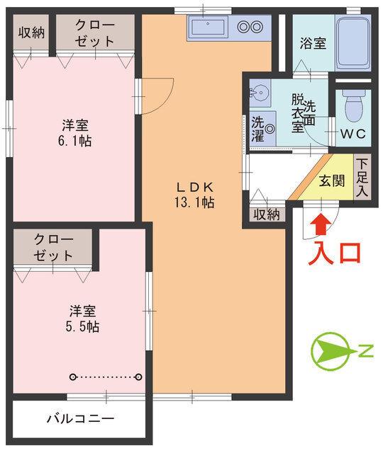 マースI A棟・B棟(2LDK/2階)の間取り写真