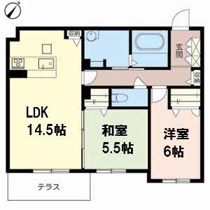 フェリーチェ(2LDK/1階)の間取り写真