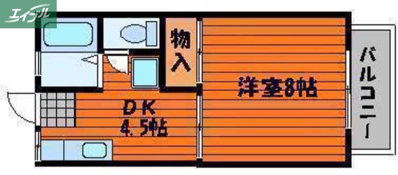 カーサスT B棟(1DK/2階)の間取り写真