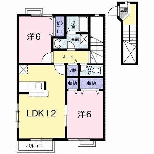 フィール ファインB(2LDK/2階)の間取り写真