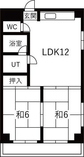 第一ビル(2LDK/6階)の間取り写真
