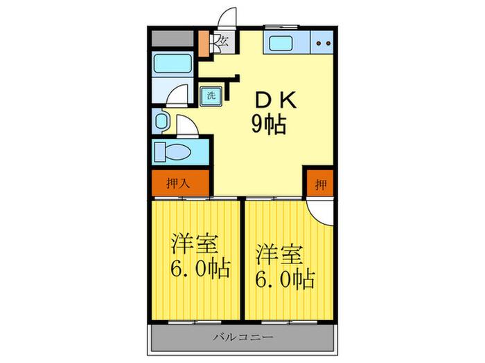 ロイヤルハイツ藤田(2DK/2階)の間取り写真