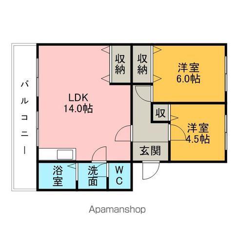 コーポ三立(2LDK/4階)の間取り写真