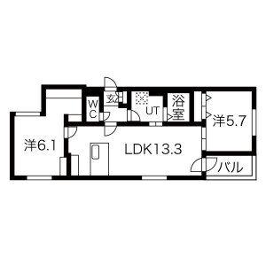 TSCOURT 水車町(2LDK/2階)の間取り写真