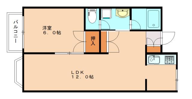 メゾン21カワナミ(1LDK/2階)の間取り写真