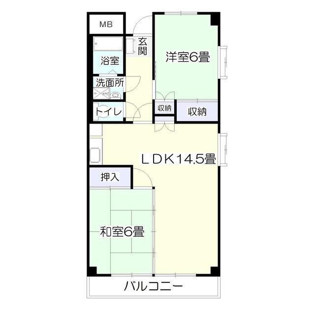 ファーストハイツ高嶺(2LDK/1階)の間取り写真