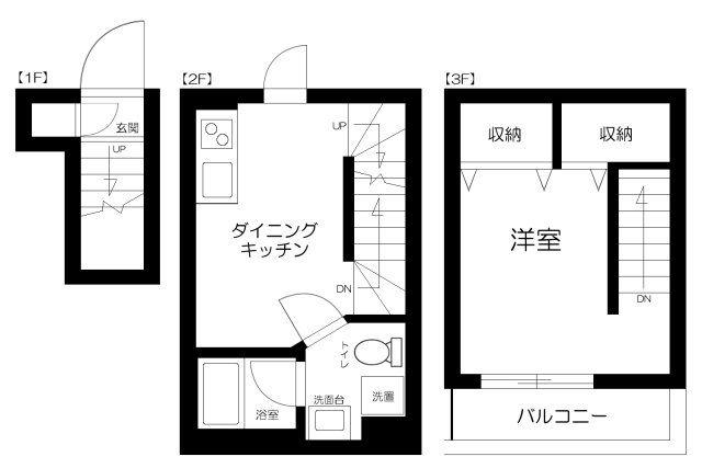ソルナクレイシア学芸大学(1DK/2階)の間取り写真