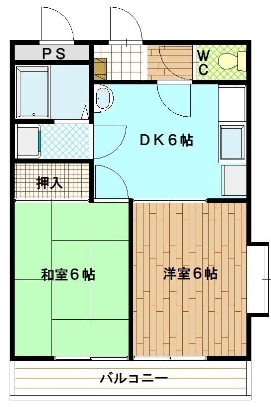 エレガンス小川(2DK/2階)の間取り写真