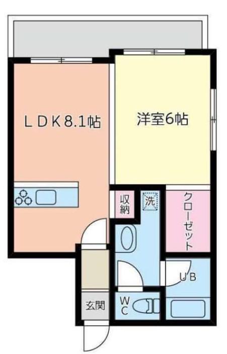 カルディナ―レ中洲(1LDK/2階)の間取り写真