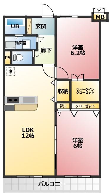 シーショア・藤井原(2LDK/3階)の間取り写真