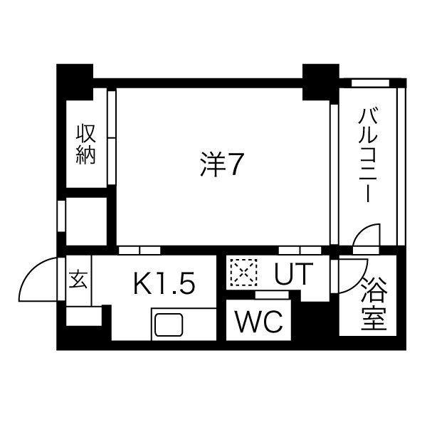 クレイタスパークII(1K/2階)の間取り写真