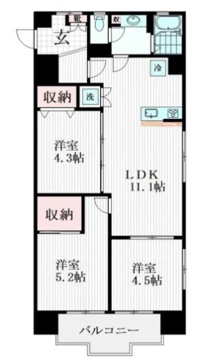 リバーサイドマンション江戸川(3LDK/2階)の間取り写真