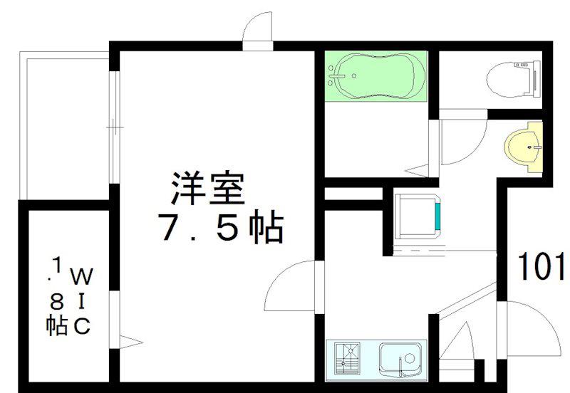 ルミナ荻窪(1K/1階)の間取り写真