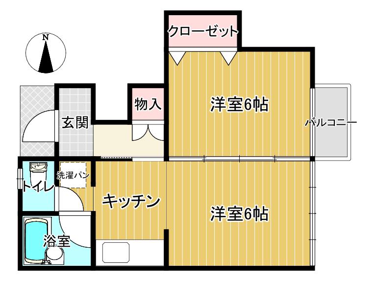 スターハウスB(2K/1階)の間取り写真