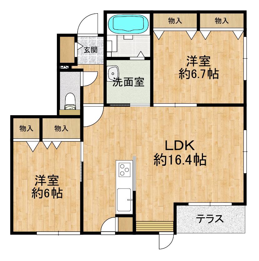 メグ・クレセール(2LDK/1階)の間取り写真