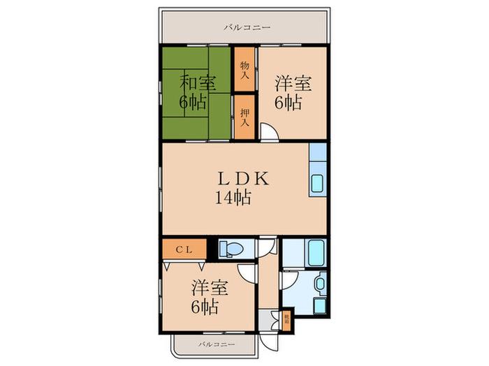 グランヴェルデ小倉南(3LDK/4階)の間取り写真
