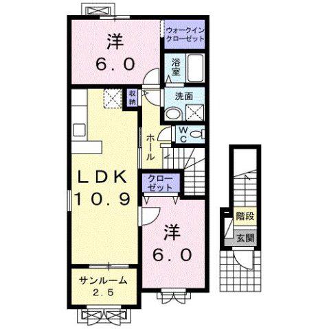メゾンビューIII(2LDK/2階)の間取り写真