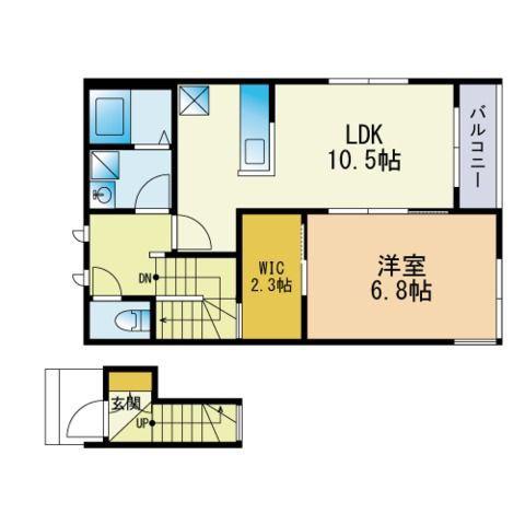 CLAREMONT(1LDK/2階)の間取り写真
