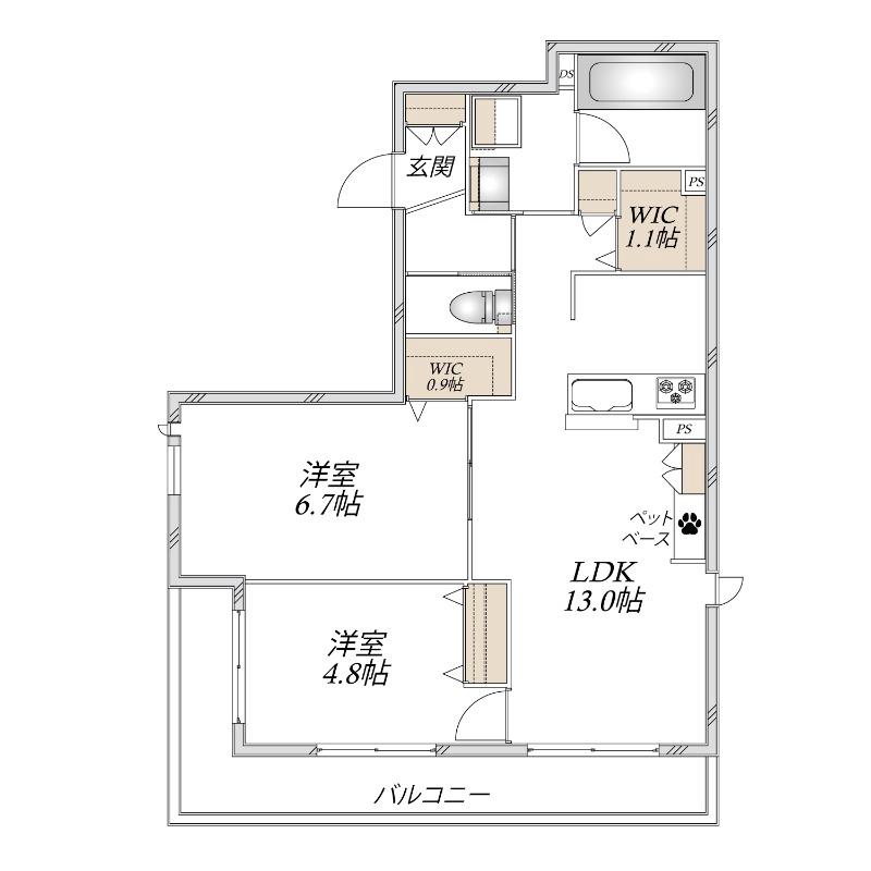 BELLA CASA(2LDK/2階)の間取り写真