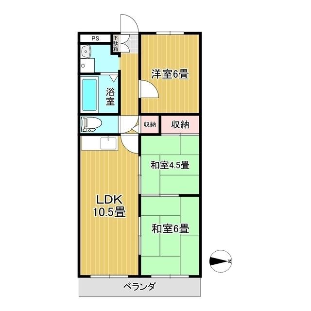 カーサ北園(3LDK/3階)の間取り写真
