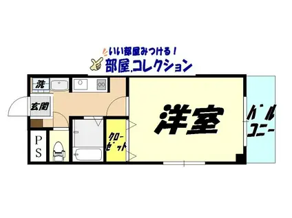 オークハイム(1K/3階)の間取り写真