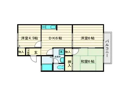 パストラル所沢 A(3DK/2階)の間取り写真