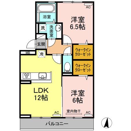 キャトルセゾン南佐古(2LDK/2階)の間取り写真
